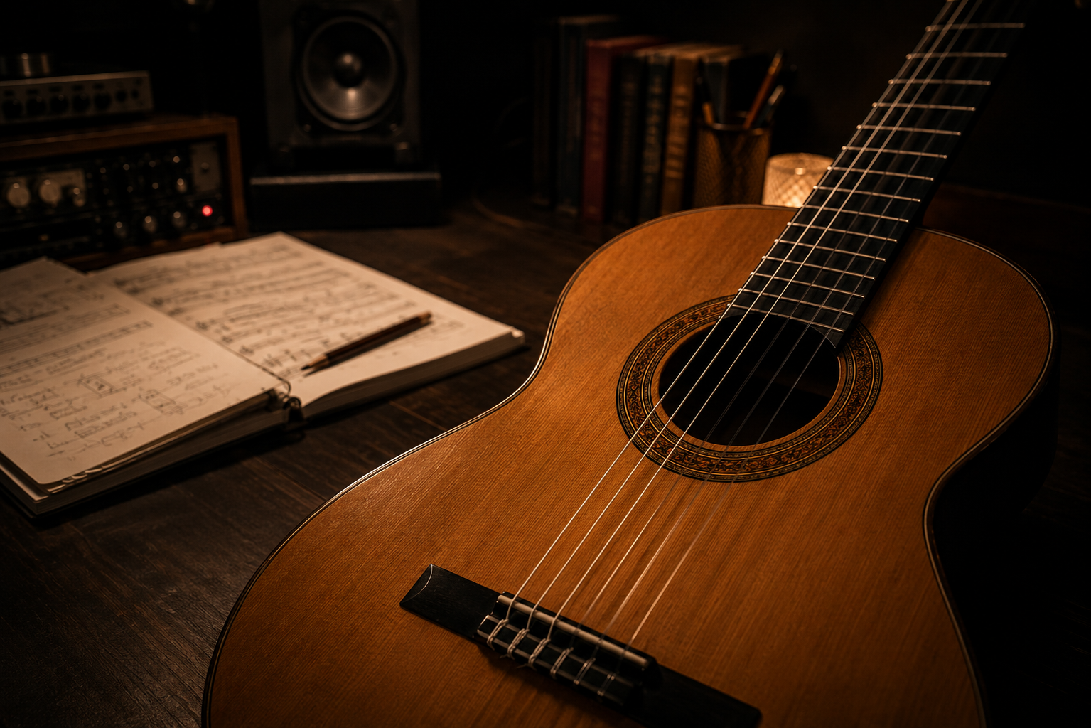 Guitarra y partituras